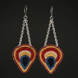 Beaded and Tufted Floral Earrings