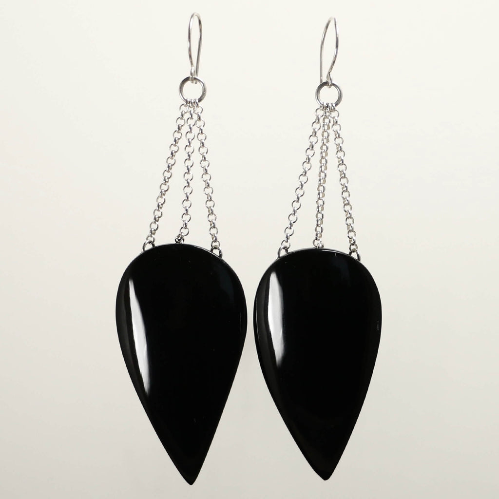 Bison horn statement earrings hanging for 3 sterling silver chains