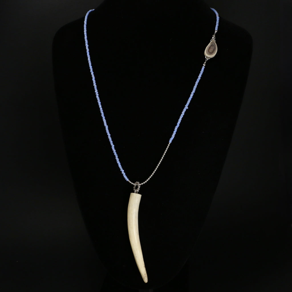 Beaded Necklace with Caribou Antler Pendant