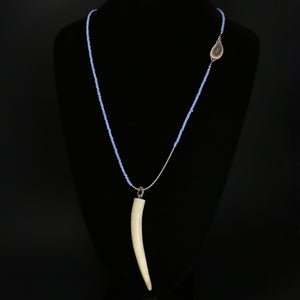 Beaded Necklace with Caribou Antler Pendant