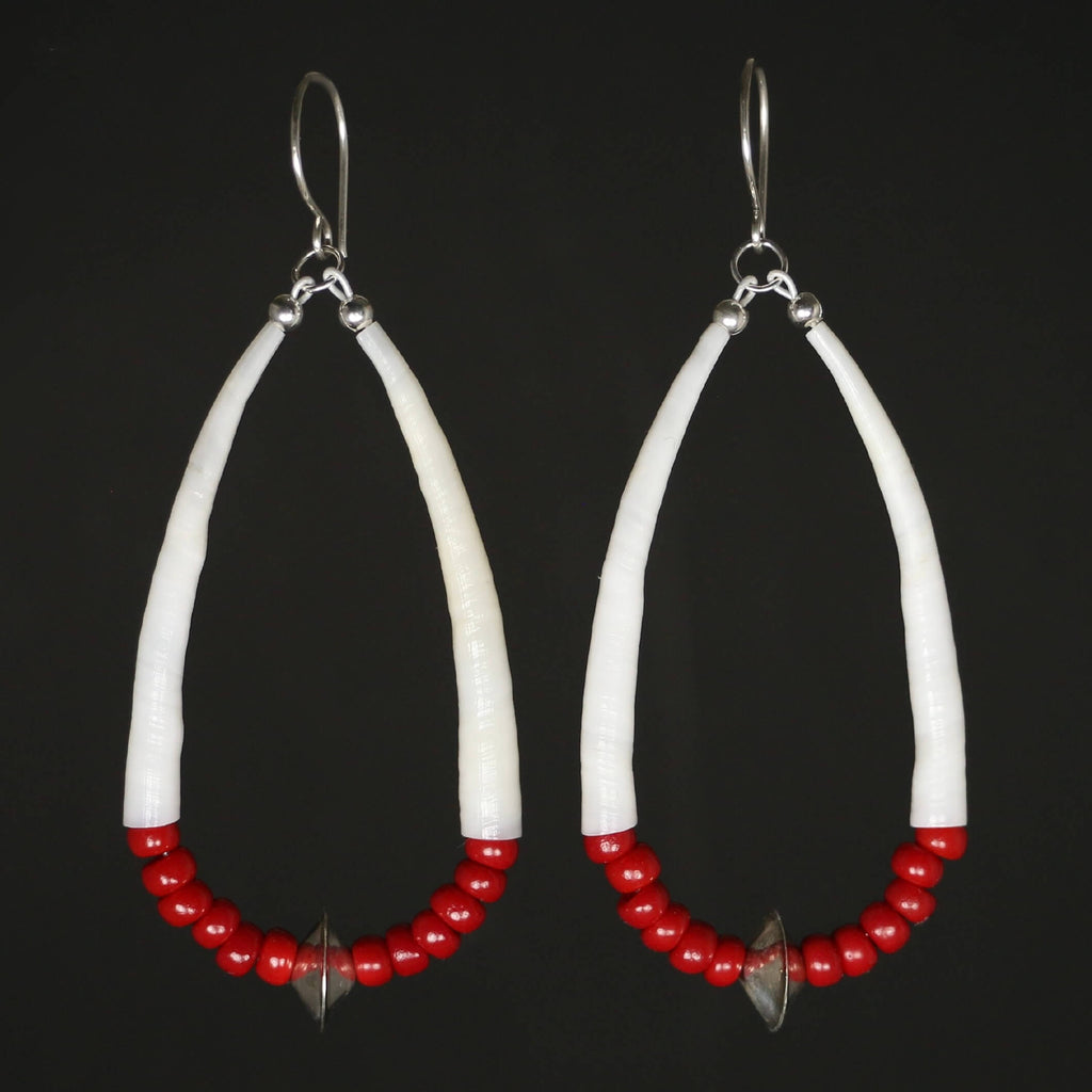 Dentalium Shell Earrings - Red