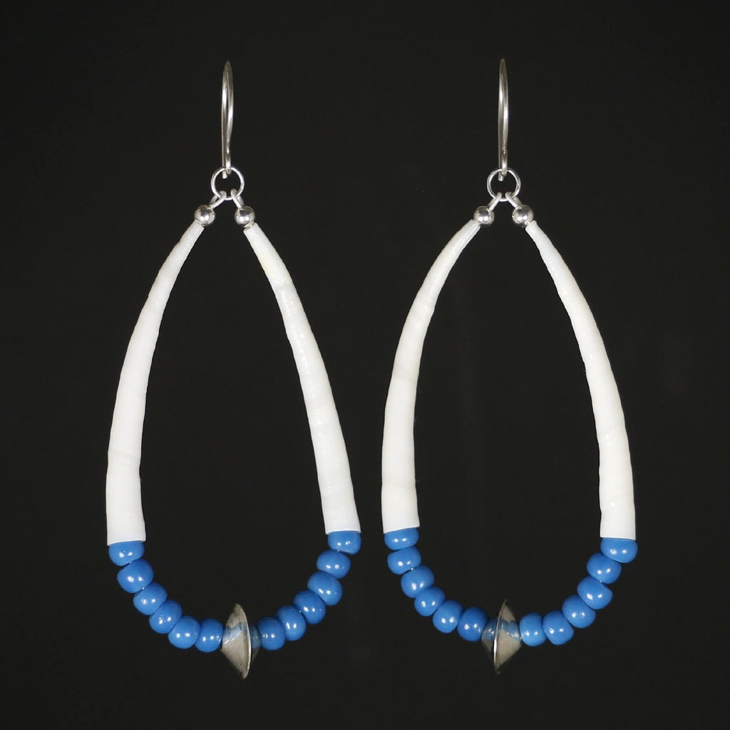 Dentalium Shell Earrings - Blue