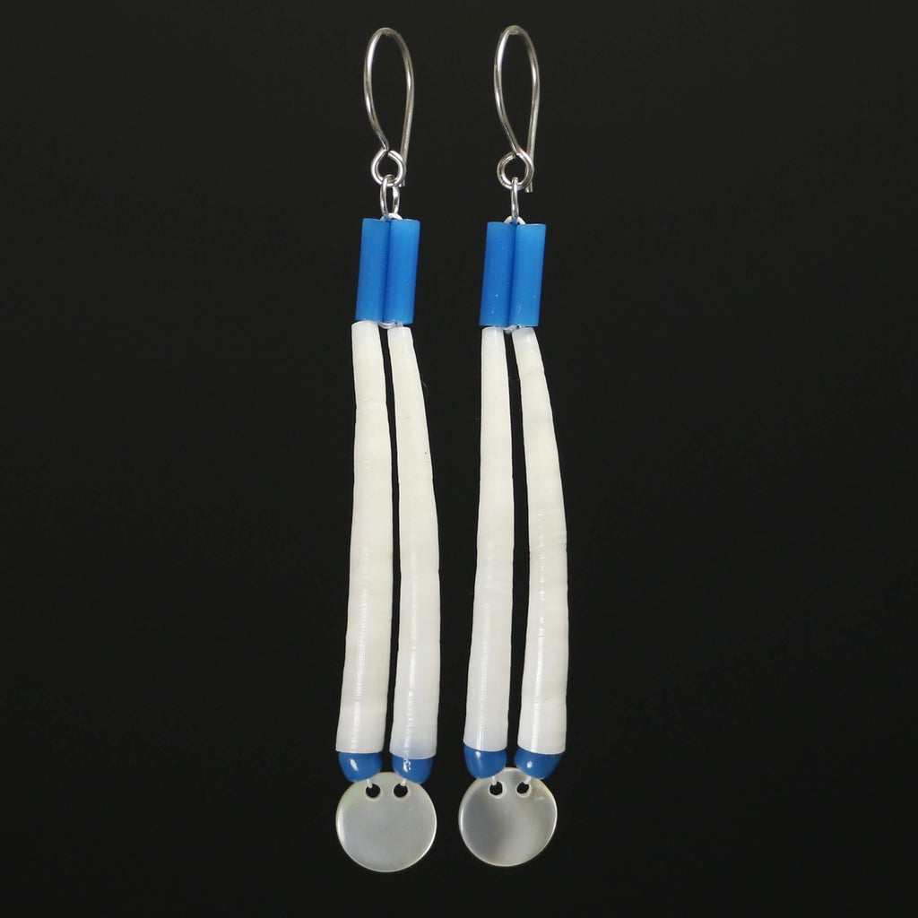 Dentalium Shell Earrings - Blue