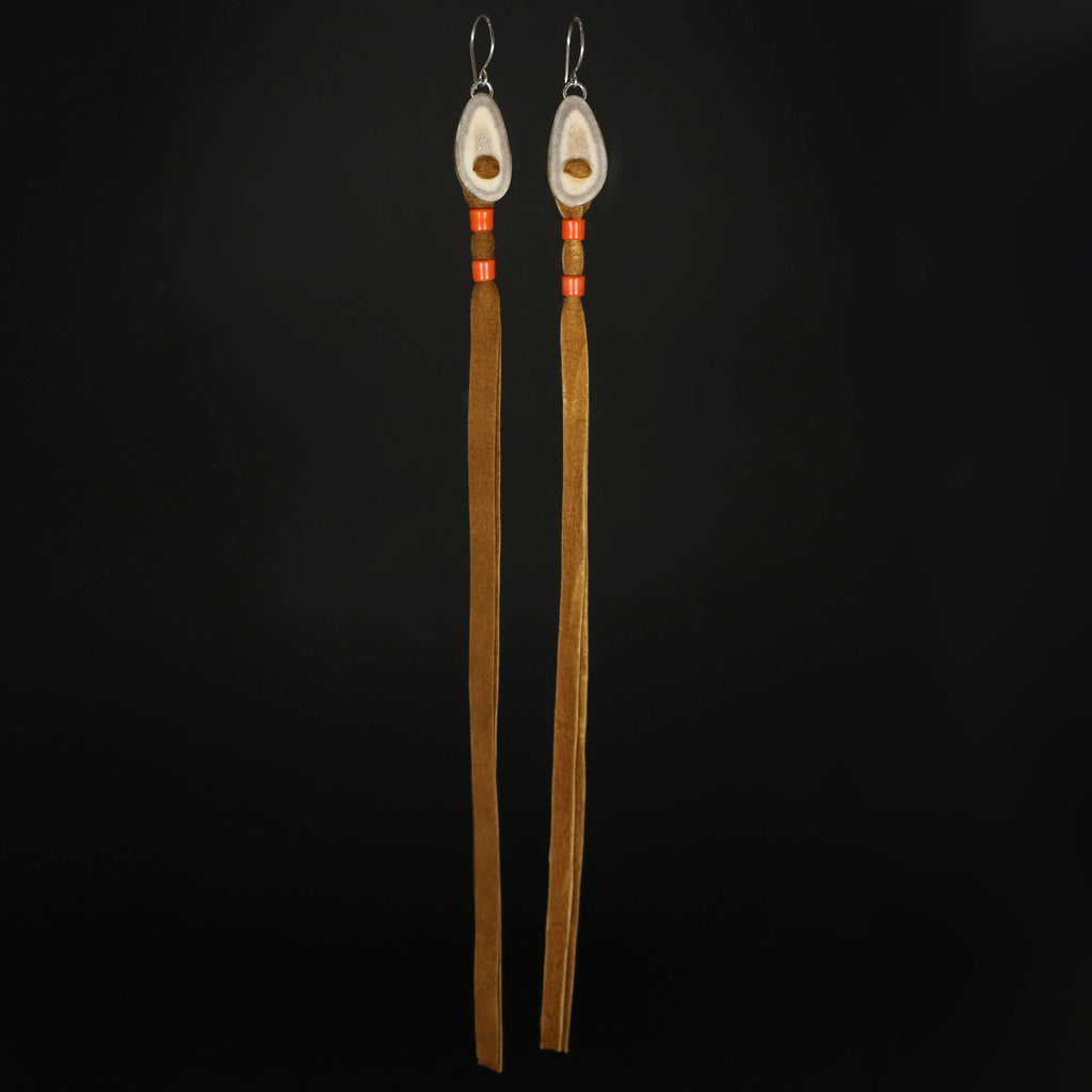 Long Caribou Hide Earrings