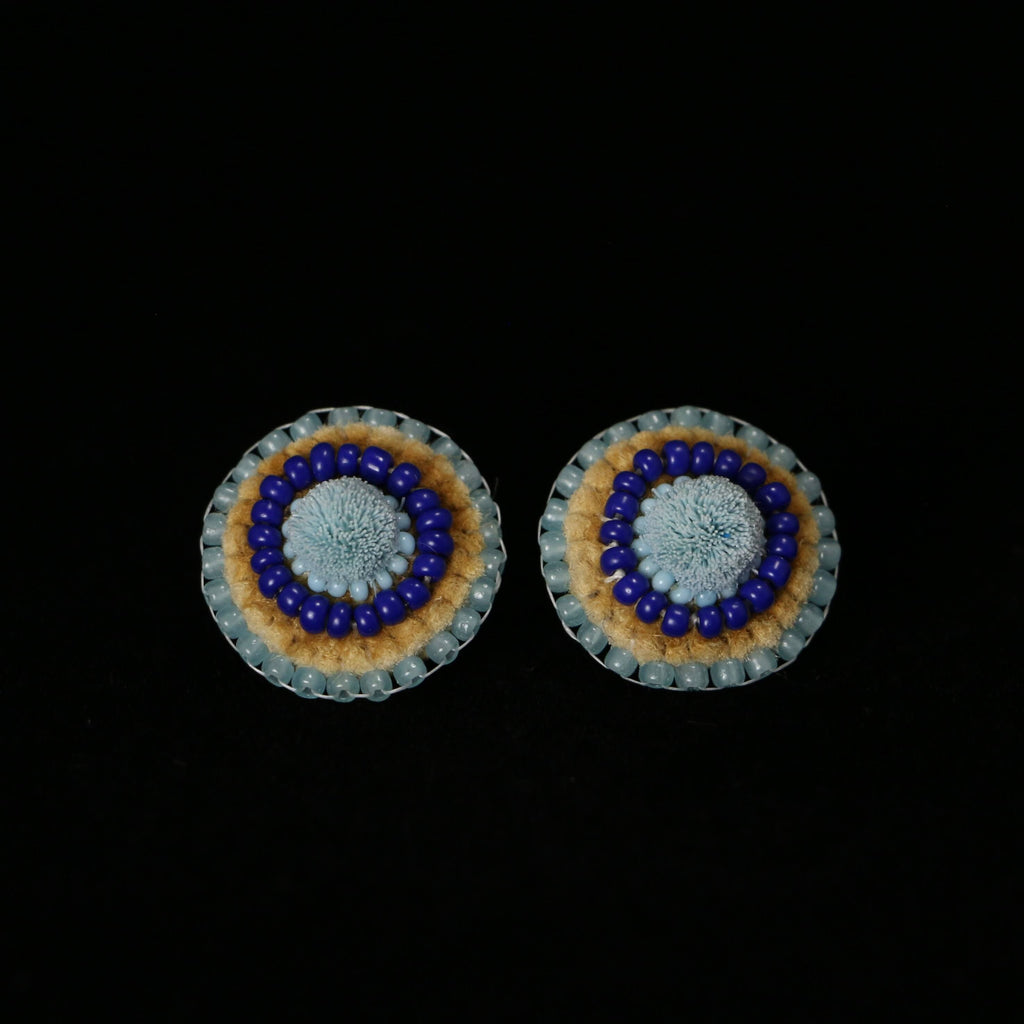 Tufted and Beaded Studs - Blue