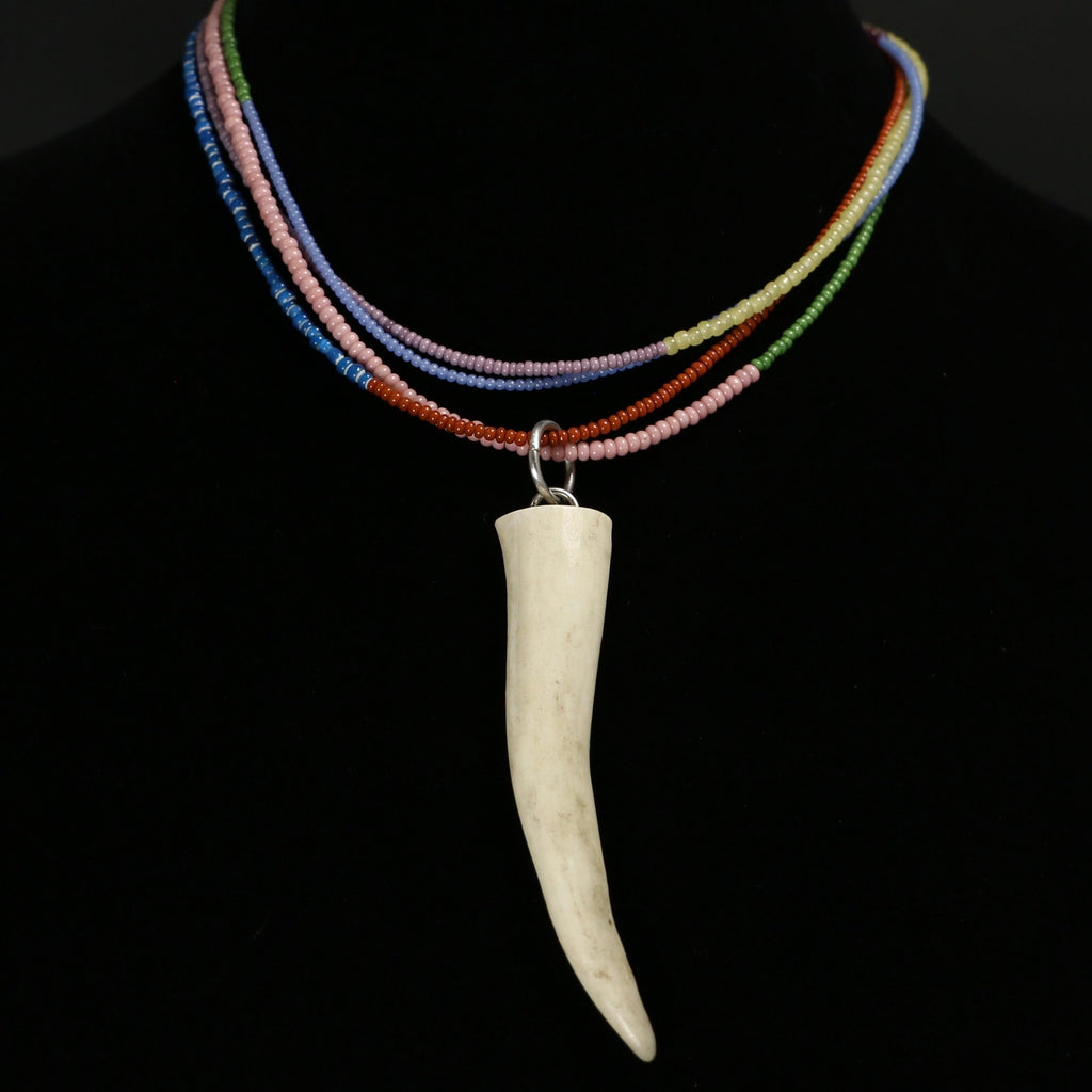 Beaded Necklace with Caribou Pendant