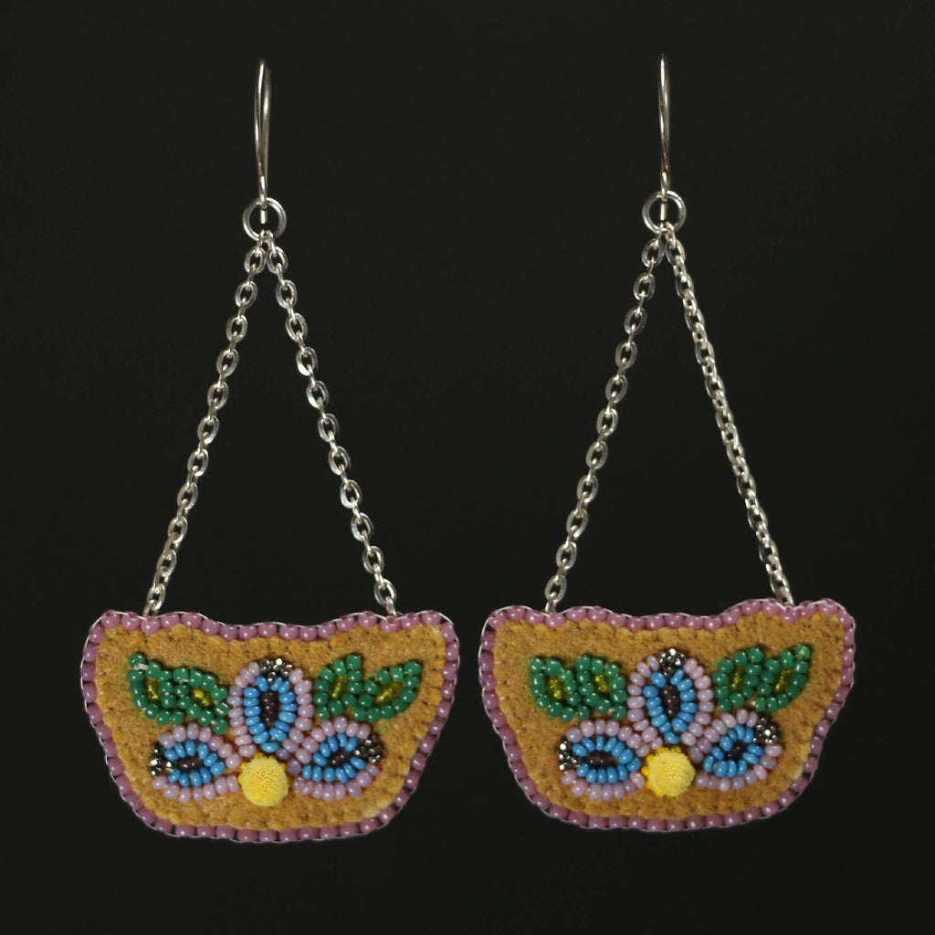 Beaded and Tufted Floral Earrings