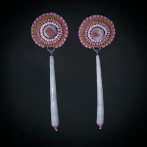 Beaded and Tufted Studs with Dentalium Shells Drops