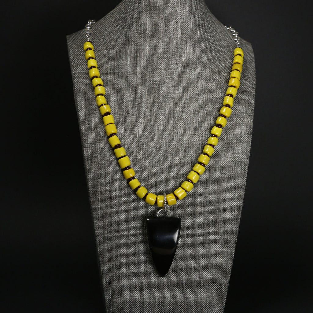 Beaded Bison Horn Statement Necklace