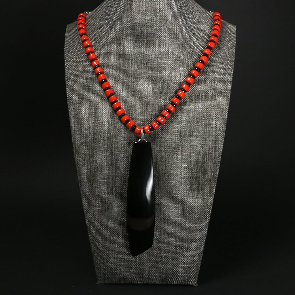 Pre-order: Beaded Bison Horn Statement Necklace