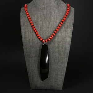 Pre-order: Beaded Bison Horn Statement Necklace