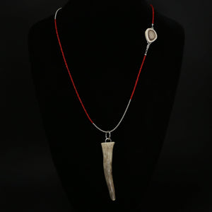 Pre-order: Beaded Necklace with Caribou Antler Pendant