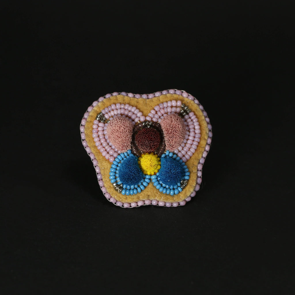 Beaded and Tufted Floral Statement Ring