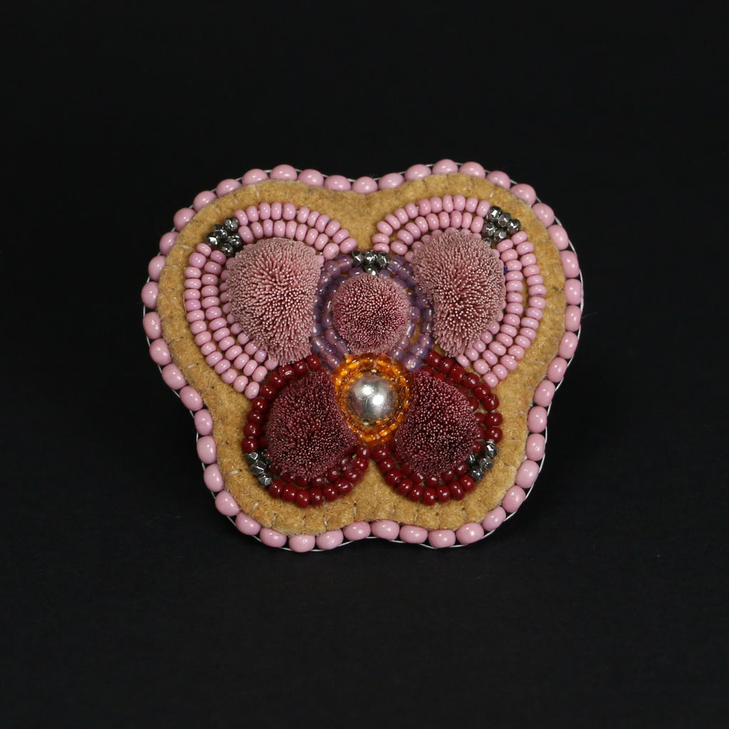 Beaded and Tufted Floral Statement Ring