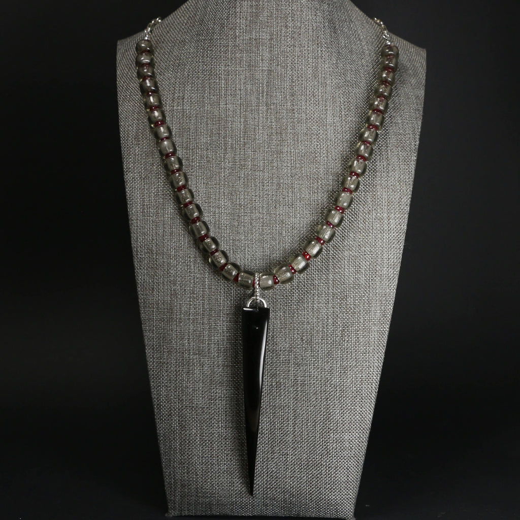 Beaded Bison Horn Statement Necklace