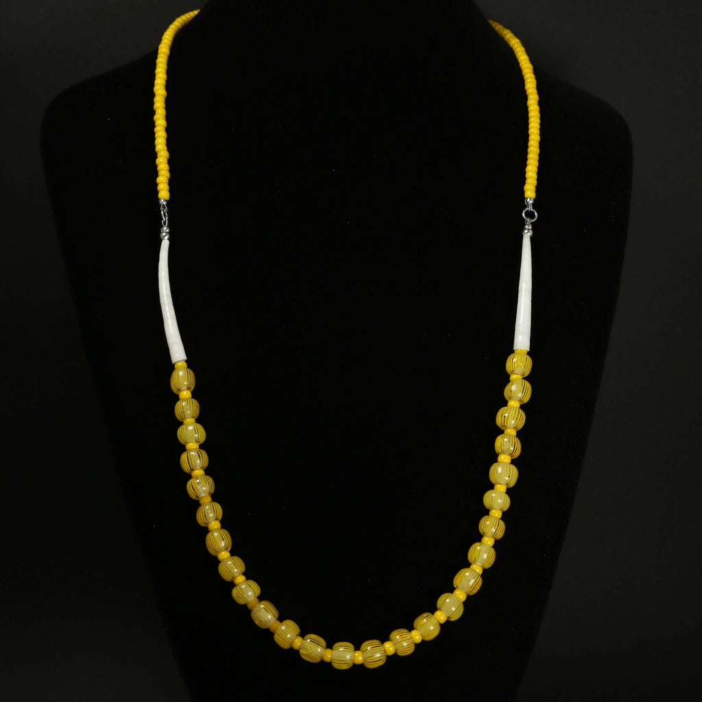 Beaded Dentalium Shell Necklace - Yellow Gooseberry