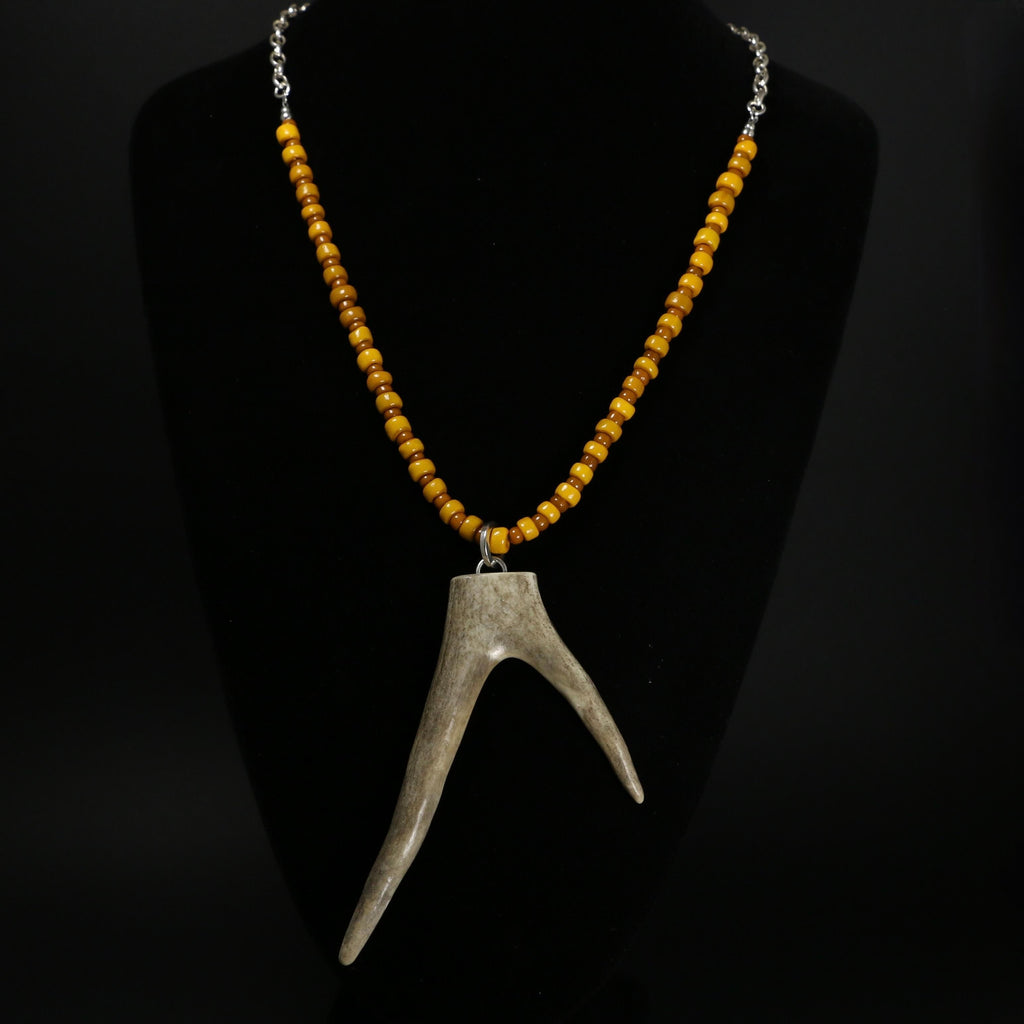 Caribou Antler Beaded Statement Necklace