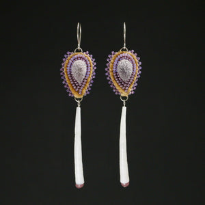 Beaded and Tufted earrings with Dentalium Shells Drops