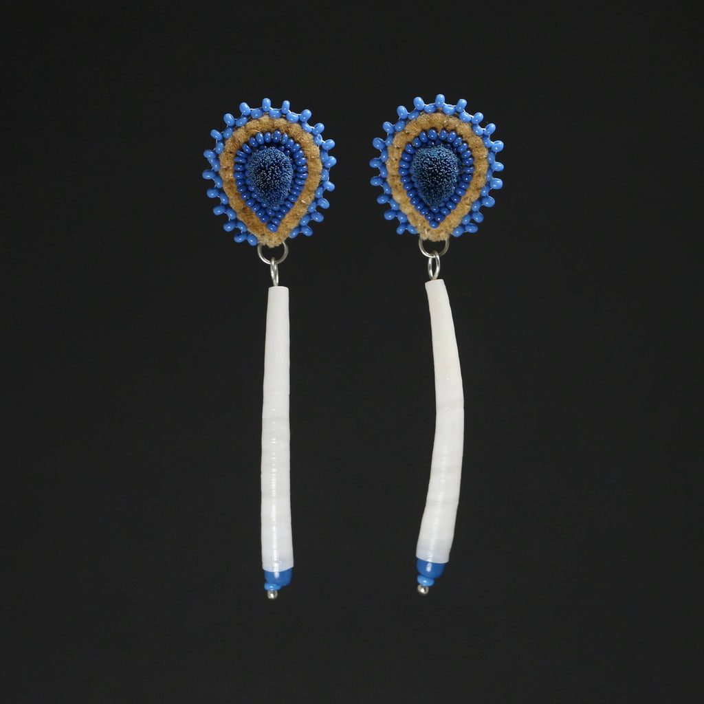 Beaded and Tufted Studs with Dentalium Shells Drops