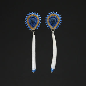 Beaded and Tufted Studs with Dentalium Shells Drops