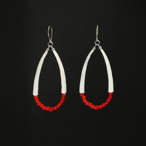 Dentalium Shell Earrings - Red Whiteheart